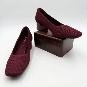 VIVAIA Megan Square Toe Lounge Shoes with Wide Heel, Size US 7.5/38.5 Burgundy